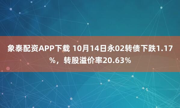 象泰配资APP下载 10月14日永02转债下跌1.17%，转股溢价率20.63%